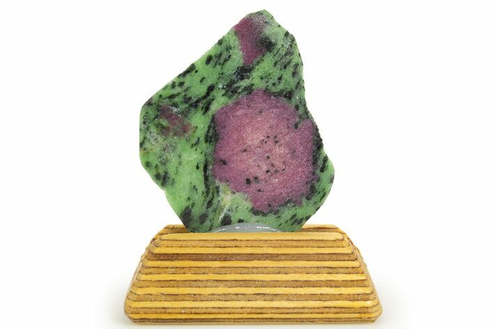 Polished Ruby In Zoisite Slice w/ Wood Stand - Tanzania #317139